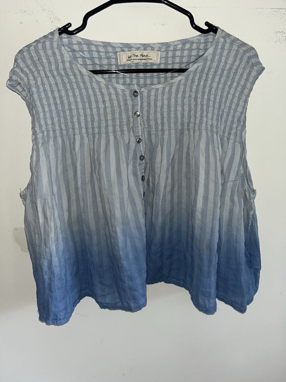 Free People We The Free Little Bit of Something Ombre Blue Top Size XS